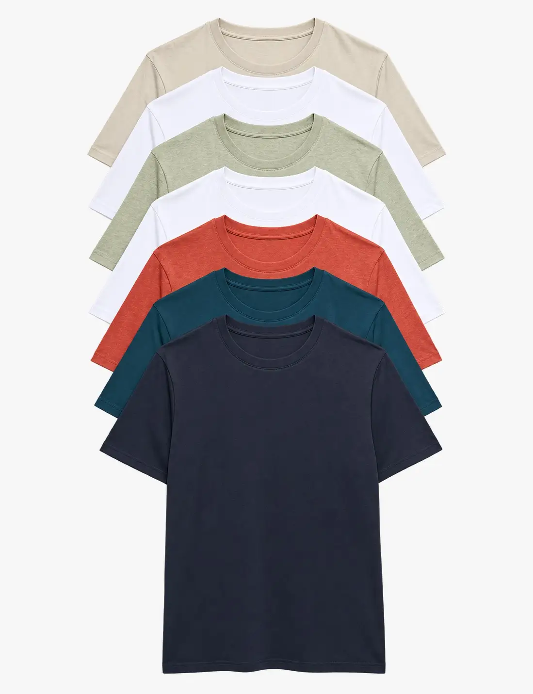 Stack of plain t-shirts in different colours