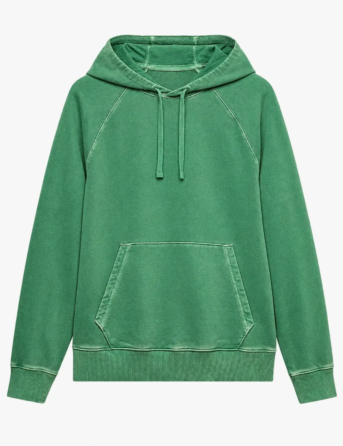 Green garment-dyed pullover hoodie