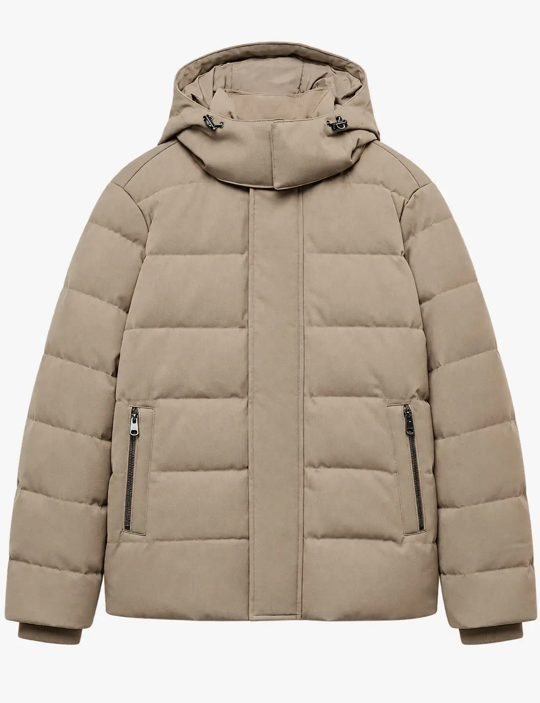 Beige hooded puffer jacket