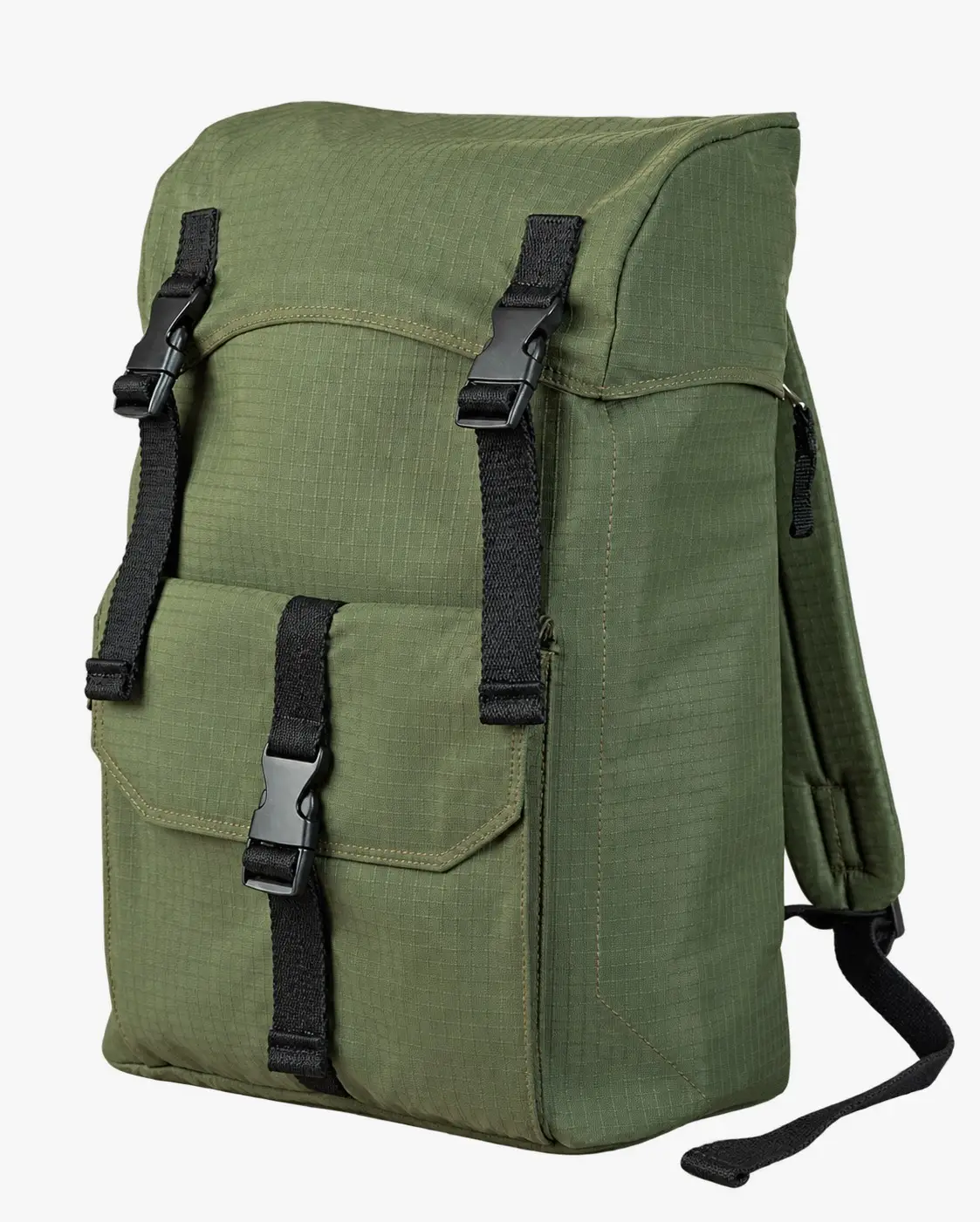 Olive ripstop backpack with buckle straps