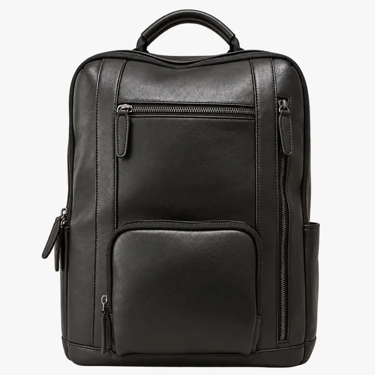 Black leather backpack